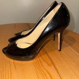 Jimmy Choo Black Patent Leather D’orsay Peep Toe pump size 39
